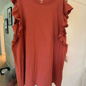 a.n.a Women's Ruffled Muscle Tee - Terracotta